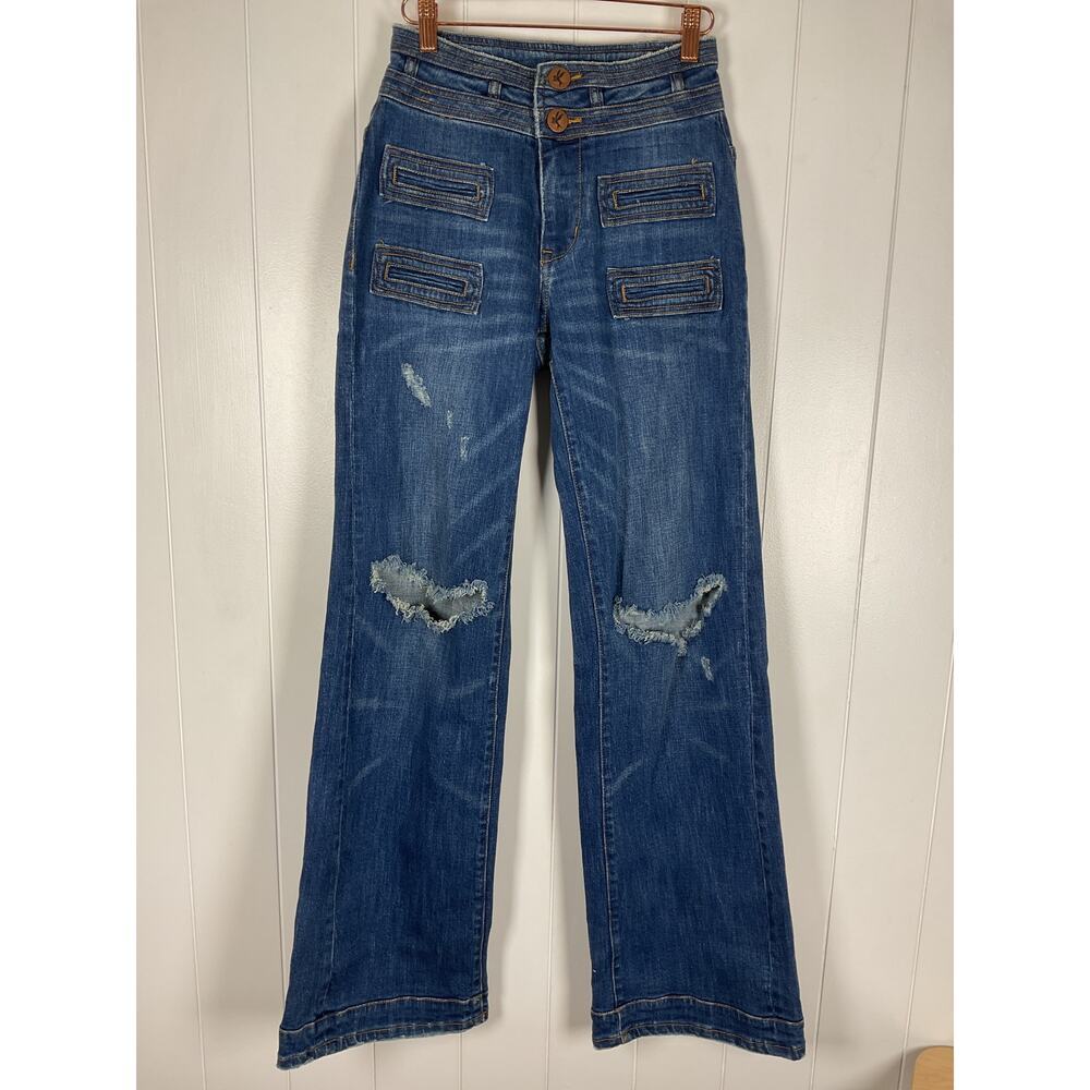 One‎ x OneTeaspoon Womens Scarletts High Waisted Slim Leg Flared Hem Jeans SZ 26